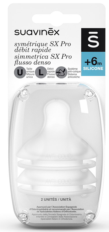 SUAVINEX SX PRO TETTARELLA IN SILICONE FISIOLOGICA PER BIBERON L 2 PEZZI - Farmapanda Srl