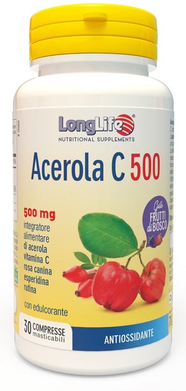LONGLIFE ACEROLA C500 FRUTTI DI BOSCO 30 COMPRESSE MASTICABILI - Farmapanda Srl