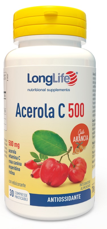 LONGLIFE ACEROLA C500 ARANCIA 30 COMPRESSE MASTICABILI - Farmapanda Srl