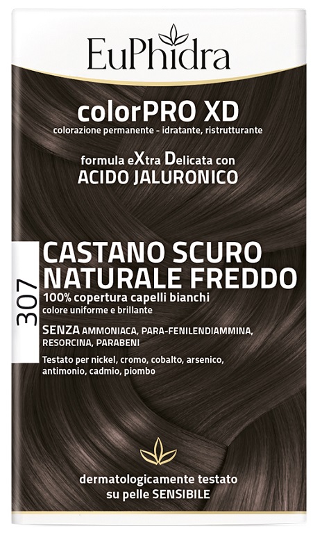 EUPHIDRA COLORPRO XD 307 CASTANO SCU NATURALE F COLORE + ATTIVANTE + BALSAMO + CUFFIA + GUANTI - Farmapanda Srl