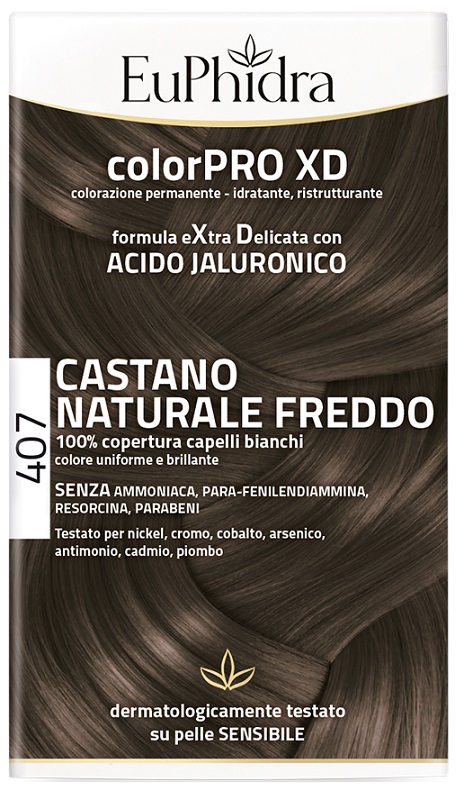 EUPHIDRA COLORPRO XD 407 CASTANO NATURALE F COLORE + ATTIVANTE + BALSAMO + CUFFIA + GUANTI - Farmapanda Srl