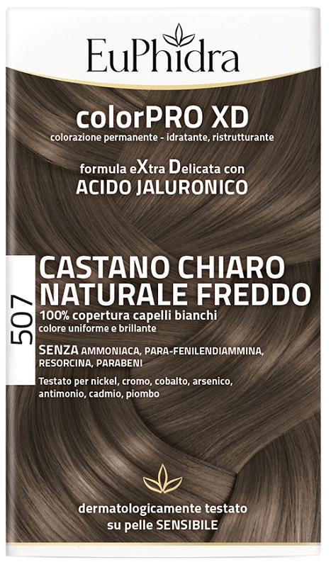 EUPHIDRA COLORPRO XD 507 CASTANO CHIARO NATURALE F COLORE + ATTIVANTE + BALSAMO + CUFFIA + GUANTI - Farmapanda Srl