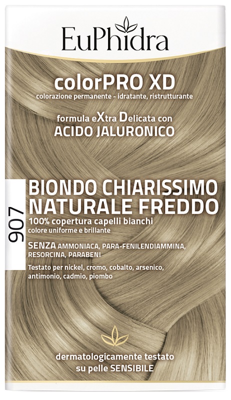EUPHIDRA COLORPRO XD 907 BIONDO CHIARO MOGANO NATURALE F COLORE + ATTIVANTE + BALSAMO + CUFFIA + GUANTI - Farmapanda Srl