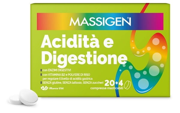 MASSIGEN ACIDITA' E DIGESTIONE 24 COMPRESSE MASTICABILI - Farmapanda Srl