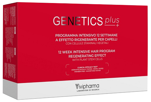 GENETICS PLUS PROGRAMMA INTENSIVO 12 SETTIMANE A EFFETTO RIGENERANTE PER CAPELLI CON CELLULE STAMINALI VEGETALI 14 FIALE 5 ML + 1 SPRAY 100 ML - Farmapanda Srl