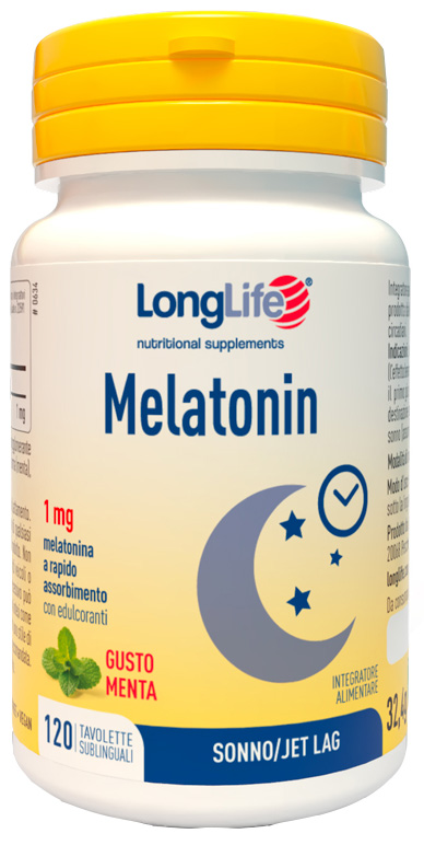 LONGLIFE MELATONIN 1 MG AROMA MENTA 120 TAVOLETTE SUBLINGUALI - Farmapanda Srl