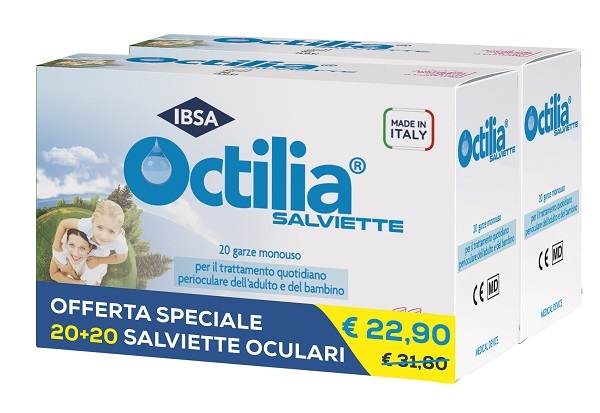SALVIETTE PERIOCULARI OCTILIA BIPACK 20+20 GARZE MONOUSO - Farmapanda Srl