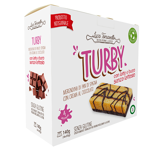 TURBY MERENDINA PAN DI SPAGNA CON CREMA CIOCCOLATO 4 PEZZI DA 35 G - Farmapanda Srl