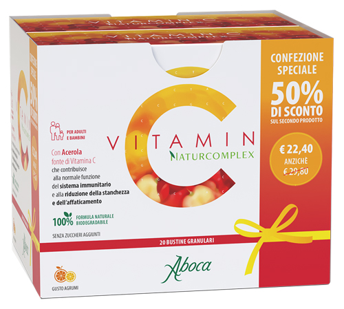 VITAMIN C NATURCOMPLEX 20 BUSTINE GRANULARI CONFEZIONE SPECIALE 1+1 - Farmapanda Srl