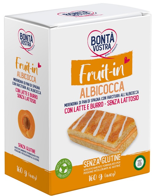 BONTA' VOSTRA FRUIT IN MERENDINA DI PAN DI SPAGNA CON FARCITURA ALL'ALBICOCCA 4 PEZZI X 40 G - Farmapanda Srl