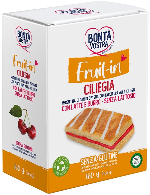 BONTA' VOSTRA FRUIT IN MERENDINA DI PAN DI SPAGNA CON FARCITURA ALLA CILIEGIA 4 PEZZI X 40 G - Farmapanda Srl