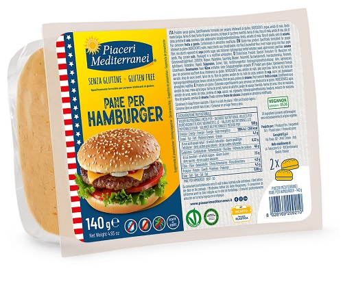 PIACERI MEDITERRANEI PANE HAMBURGER 140 G - Farmapanda Srl