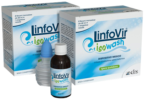 SOLUZIONE SALINA ISOTONICA LINFOVIR ISOWASH 2 ASTUCCI DA 8 FLACONI DA 60 ML - Farmapanda Srl