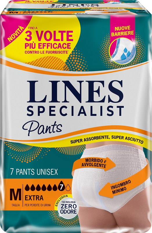 PANNOLONE PER INCONTINENZA LINES SPECIALIST PANTS EXTRA UNISEX M 7 PEZZI - Farmapanda Srl