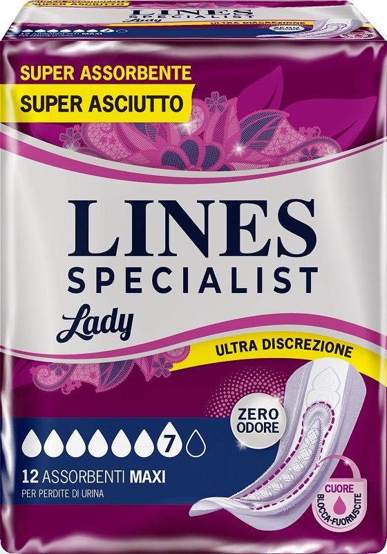 ASSORBENTI PER INCONTINENZA LINES SPECIALIST LADY 12 PEZZI - Farmapanda Srl