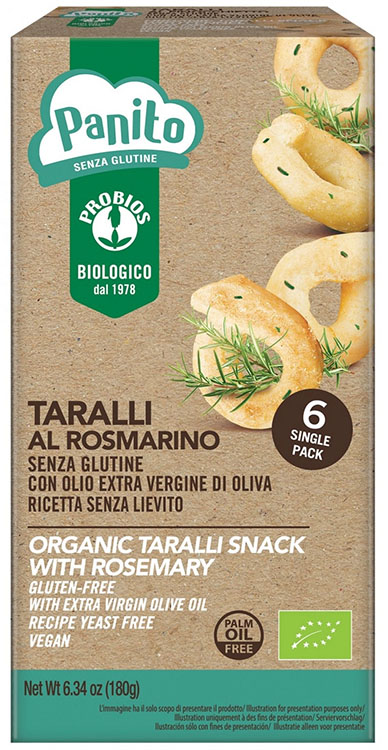 PANITO TARALLI ROSMARINO SENZA GLUTINE E SENZA LIEVITO 180 G - Farmapanda Srl