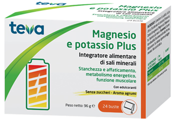 MAGNESIO POTASSIO PLUS TEVA 24 BUSTINE SENZA ZUCCHERI AROMA AGRUMI - Farmapanda Srl