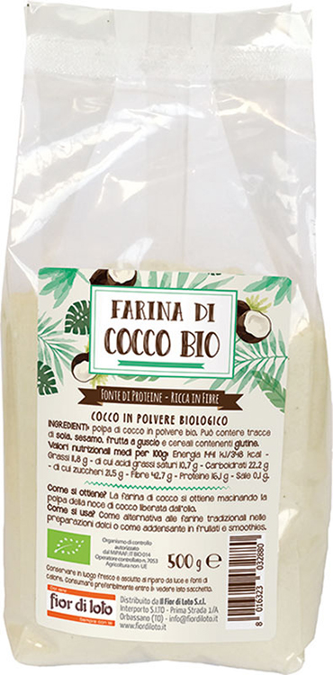 FIOR DI LOTO FARINA DI COCCO BIO 500 G - Farmapanda Srl