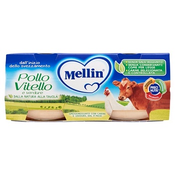 MELLIN OMOGENEIZZATO POLLO VITELLO CON VERDURE 2 X 80 G - Farmapanda Srl