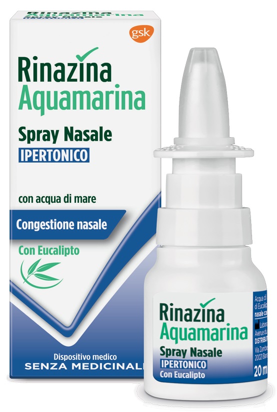 RINAZINA AQUAMARINA SPRAY NASALE IPERTONICO CON EUCALIPTO 20 ML - Farmapanda Srl
