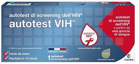 AUTOTEST VIH SCREENING DELL'HIV CONTIENE 1 AUTOTEST + SOLUZIONE + BISTURI + CEROTTO + GARZA + SALVIETTA DISINFETTANTE - Farmapanda Srl