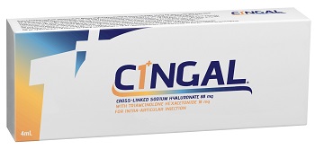 SIRINGA PRERIEMPITA INTRA ARTICOLARE CINGAL 4 ML 22MG/ML ACIDO RETICOLATO CON 4,5 MG/ML TRIAMCINOLONE ESACETONIDE - Farmapanda Srl