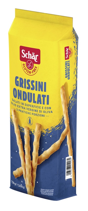SCHAR GRISSINI ONDULATI SALATI IN SUPERFICIE 3 PORZIONI DA 50 G - Farmapanda Srl