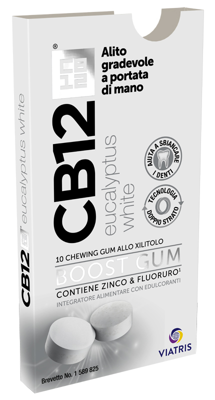 CB12 BOOST EUCALYPTUS WHITE 10 CHEWING GUM - Farmapanda Srl