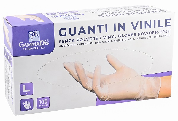 GUANTI VINILE SENZA POLVERE LARGE 100 PEZZI GAMMADIS - Farmapanda Srl