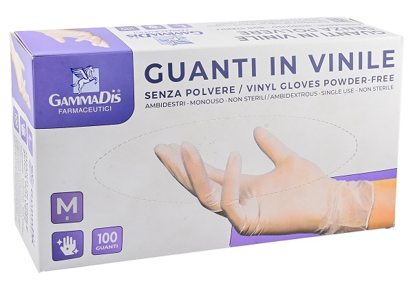 GUANTI VINILE SENZA POLVERE MEDIUM 100 PEZZI GAMMADIS - Farmapanda Srl