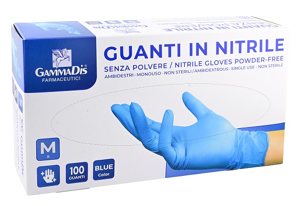 GUANTI NITRILE SENZA POLVERE SMALL 100 PEZZI GAMMADIS - Farmapanda Srl