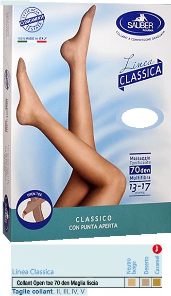 SAUBER COLLANT OPEN TOE MAGLIA LISCIA 70 DEN COLORE NEUTRO BEIGE TAGLIA 4 LINEA CLASSICA - Farmapanda Srl