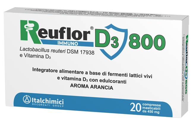 REUFLOR D3 800 20 COMPRESSE MASTICABILI AROMA ARANCIA - Farmapanda Srl
