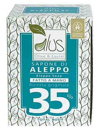 ALUS OLIVE & LAUREL SAPONE DI ALEPPO FATTO A MANO 35% 200 G - Farmapanda Srl