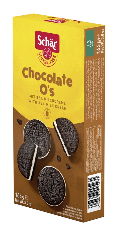 SCHAR CHOCOLATE O'S BISCOTTI AL CACAO CON CREMA AL LATTE 165 G - Farmapanda Srl