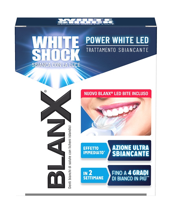 BLANX WHITE SHOCK TRATTAMENTO SBIANCANTE POWER WHITE 30 ML + LED BITE - Farmapanda Srl