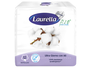 ASSORBENTE LAURELLA IN COTONE ULTRA GIORNO CON ALI 12 PEZZI - Farmapanda Srl