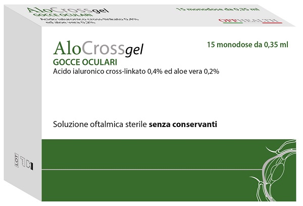 ALOCROSS SOLUZIONE OFTALMICA ACIDO IALURONICO CROSS-LINKATO 0,2% E ALOE VERA 15 MONODOSE DA 0,35 ML - Farmapanda Srl
