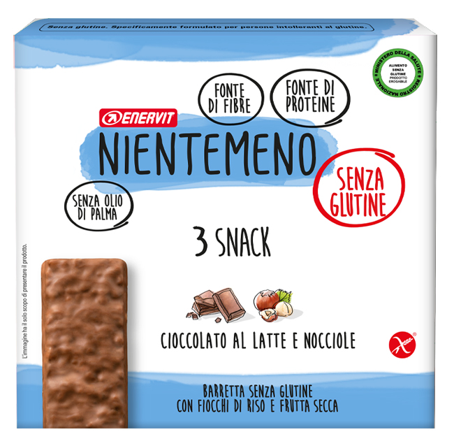 NIENTEMENO BAR CIOCCOLATO AL LATTE NOCCIOLE 3 X 33 G - Farmapanda Srl