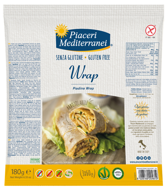 PIACERI MEDITERRANEI PIADINA WRAP 180 G - Farmapanda Srl