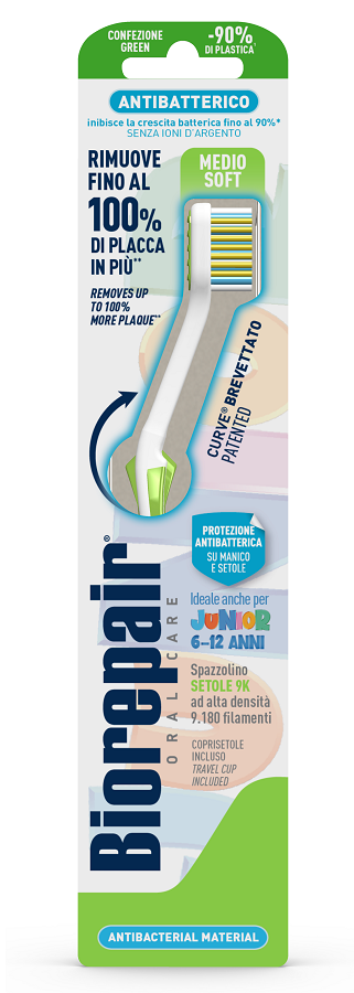 BIOREPAIR ORAL CARE SPAZZOLINO ANTIBATTERICO JUNIOR 6-12 ANNI PIU' COMFORT SETOLE MEDIO SOFT - Farmapanda Srl