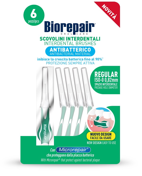 BIOREPAIR SCOVOLINI INTERDENTALI ANTIBATTERICO REGULAR ISO-0 0,82 MM 6 PEZZI - Farmapanda Srl