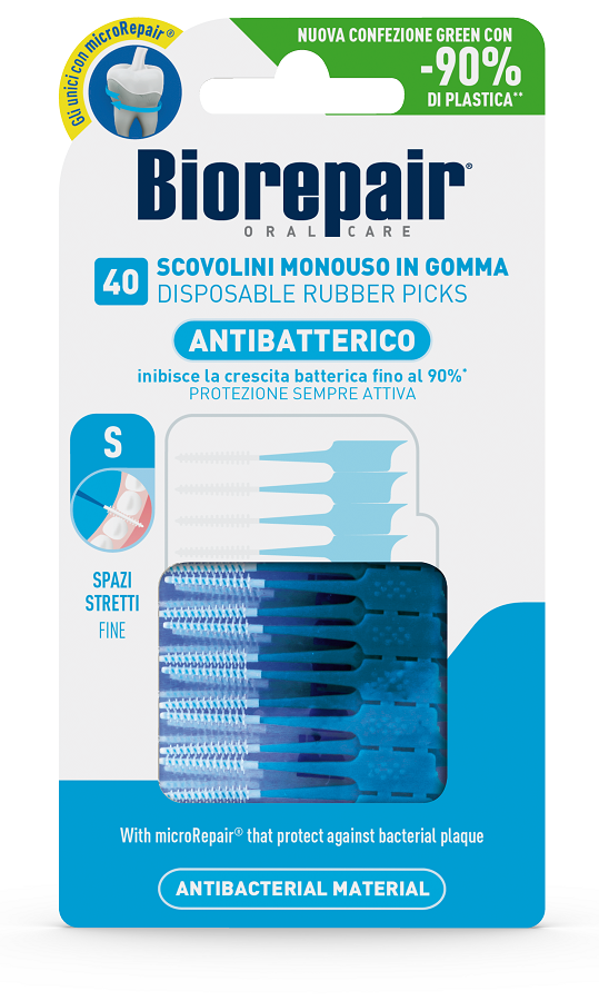 BIOREPAIR ORAL CARE ANTIBATTERICO SCOVOLINI MONOUSO IN GOMMA SPAZI STRETTI 40 PEZZI - Farmapanda Srl
