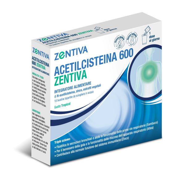 ACETILCISTEINA 600 ZENTIVA 10 BUSTINE BIPARTITE GUSTO TROPICAL - Farmapanda Srl