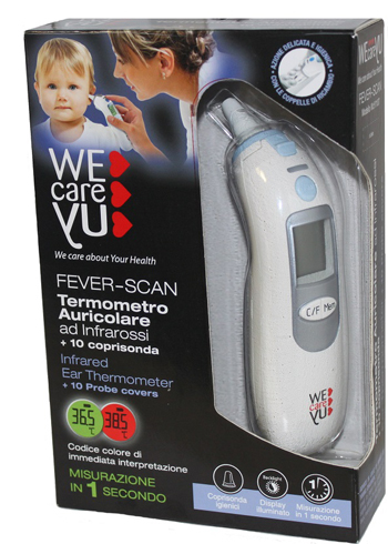 TERMOMETRO AURICOLARE WECAREYU FEVER-SCAN AD INFRAROSSI CON 10 COPRISONDA - Farmapanda Srl
