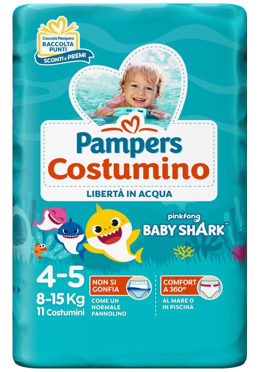 PAMPERS COSTUMINO BABY SHARK CP S 4-5 11 PEZZI - Farmapanda Srl