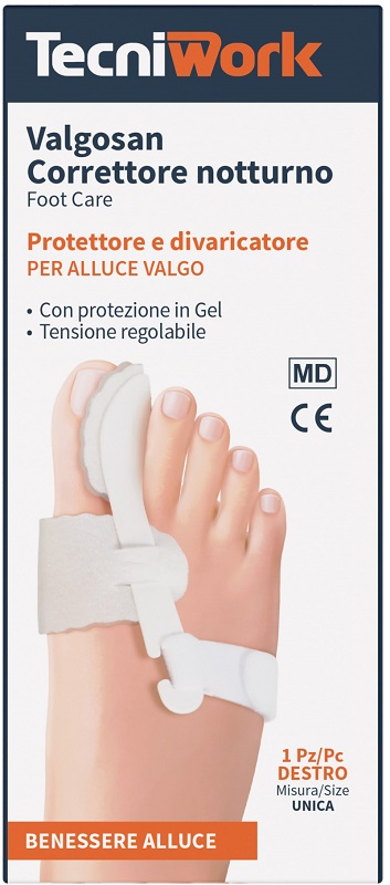 CORRETTORE NOTTURNO PER ALLUCE VALGO DESTRO MISURA UNICA VALGOSAN 1 PEZZO - Farmapanda Srl