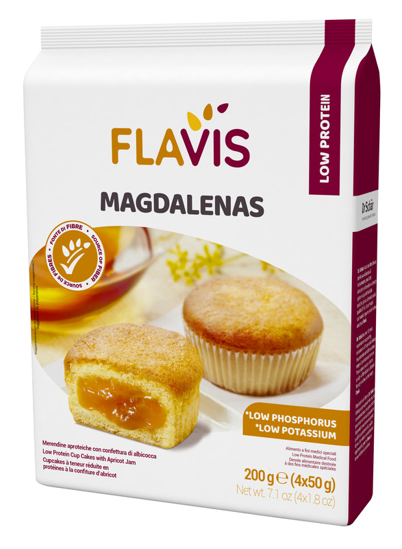 FLAVIS MAGDALENAS MERENDINE APROTEICHE CON CONFETTURA DI ALBICOCCA 4 MONOPORZIONI DA 50 G - Farmapanda Srl