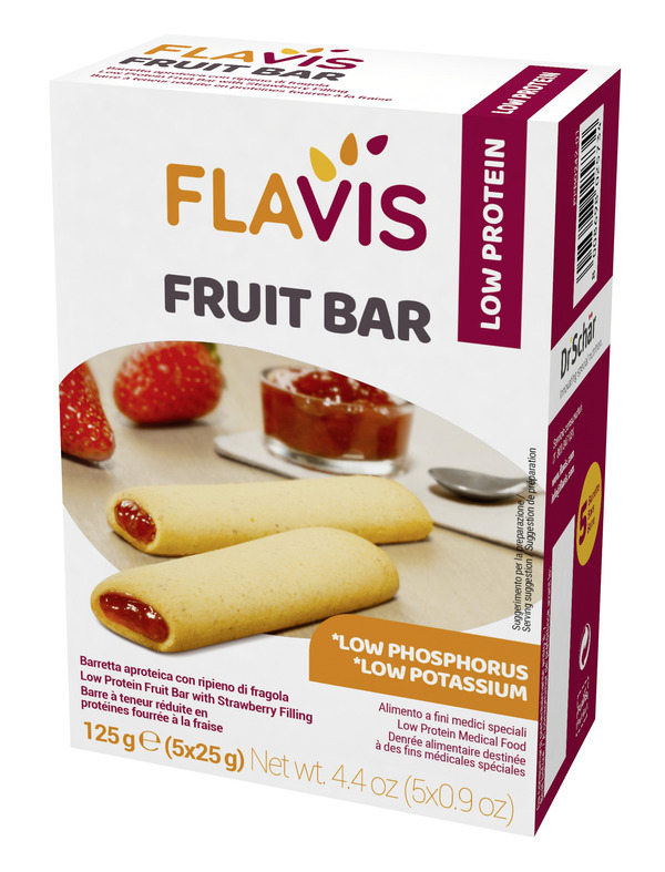 FLAVIS FRUIT BAR BARRETTA APROTEICA CON RIPIENO DI FRAGOLA 5 PEZZI DA 25 G - Farmapanda Srl