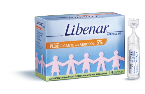 SOLUZIONE SALINA IPERTONICA 3% LIBENAR PER INALAZIONE CON AEROSOL 18 FLACONCINI MONOUSO X 4ML - Farmapanda Srl